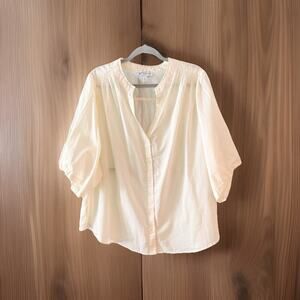 Jessica Simpson Blouse Women’s Plus Size 3X Ivory Top 100% Cotton Loose Woven